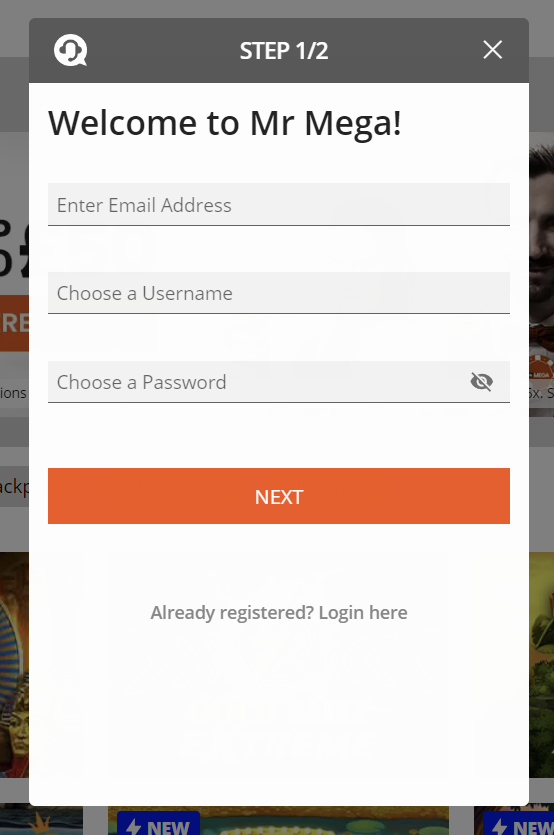 Mr Mega Casino signup